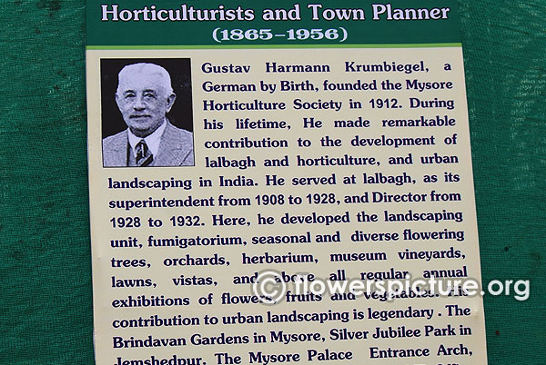 Floral tribute to krumbiegel renowned horticulturists and town planner