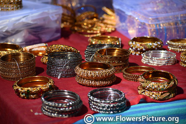 Traditional indian gold plated zardozi bangles