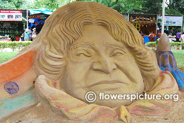 Tribute to dr apj abdul kalam sand art-lalbagh flower show-independence day special 2015