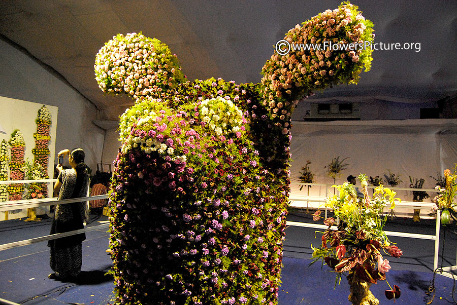 Micky mouse creation using flowers