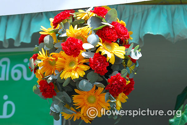 Gerbera and carnation hanging balls