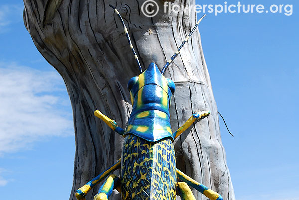 Grasshopper in tree statue